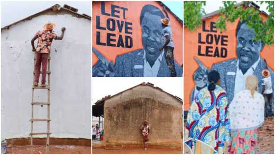 Talented man paints TB Joshua on a wall, honours the late prophet, photos go viral