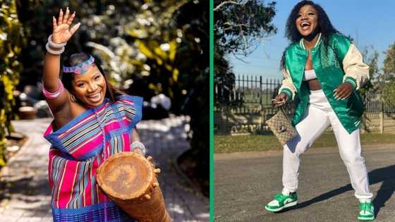 Makhadzi's English runs away in hilarious video and leaves fans chuckling: "She must just leave it"