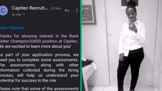 Woman celebrates landing a job at Capitec, shows hiring process