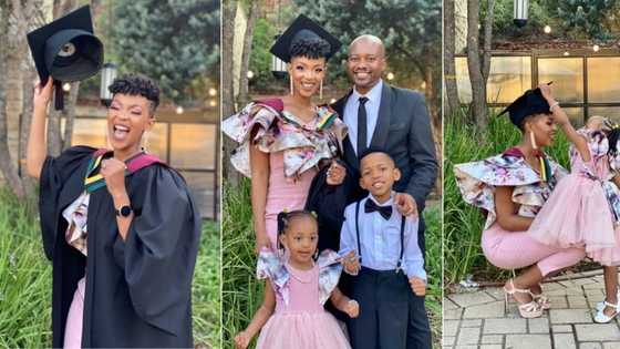 Proud husband praises his wife for graduating and shares sweet family pics of the special day, Mzansi swoons