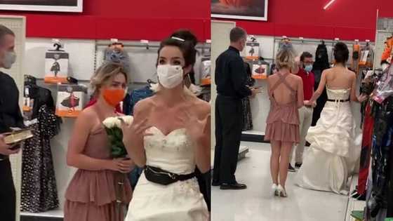 Demanding lady arrives at fiancé's work in wedding gown to get hitched
