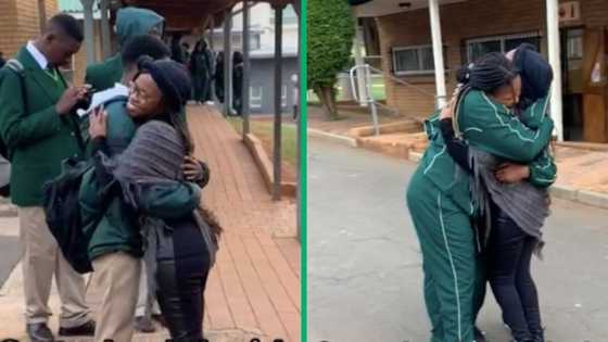 South African learners react to Gauteng private school teacher giving pupils hugs: "You made my day, ma'am"