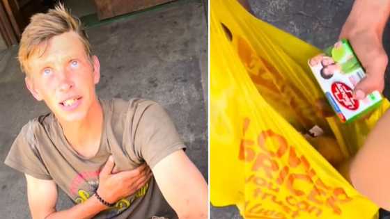 BI Phakathi has homeless young man overcome with emotion as he blesses him with R2 200 and toiletries