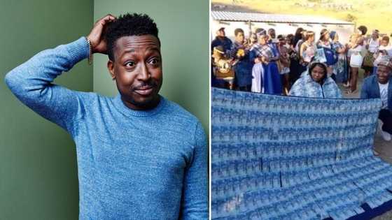 Bride covered in blanket of R100 cash notes at traditional ceremony leaves SA stunned and with many questions