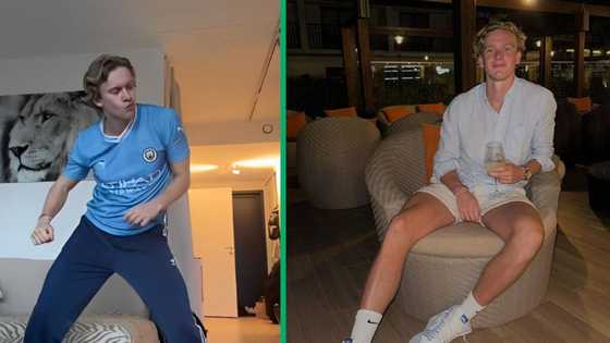 White man tries on Mzala dance challenge, Mzansi impressed: "Who seasoned you"