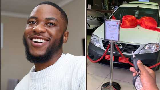 Man celebrates finally buying bakkie for flower business deliveries, SA praises his hustle: "Big dub big man"