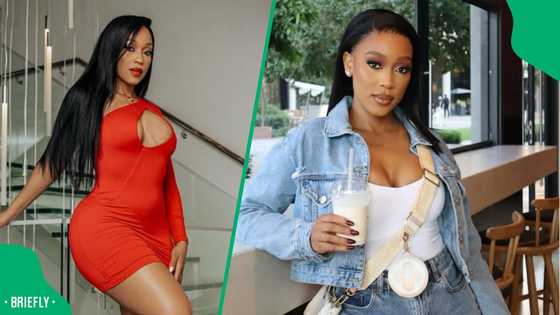 Buhle Samuels leaves nothing to the imagination in barely there black and white swimsuit