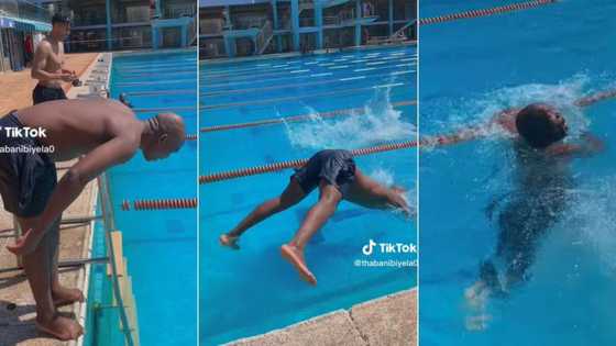Man tries to swim in viral TikTok and has SA peeps busting over bizarre attempt: "Malume is drowning"