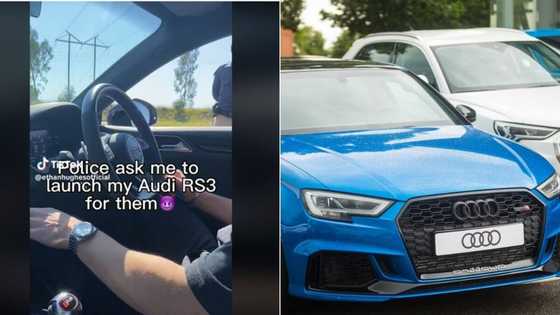 Audi RS3 has SA cops telling owner to use sport mode for them, TikTok of their excitment over luxury car amuses Mzansi