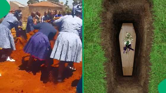 Elderly women take charge at funeral, closing grave as men watch: “Well done mums”