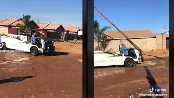 TikTok video of Toyota Quantum without the top has SA amused as man drives: “Our taxis are falling apart”