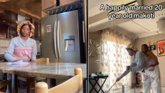 20-year-old makoti makes TikTok video doing chores with baby on her back, image of hard work has SA debating marrying young