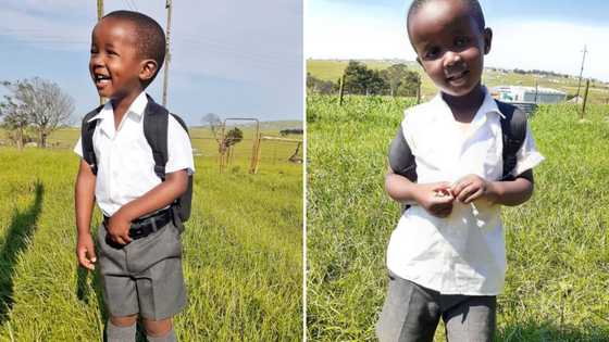 Mother shares before and after pictures of son’s 1st day at school: He had so much fun he lost his socks