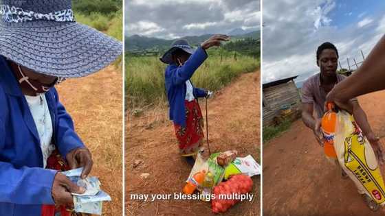 Hungry gogo blessed with groceries and money by faceless philanthropist BI Phakathi, she thanks him profusely