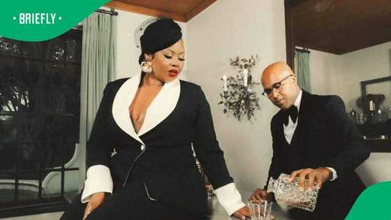 Anele Mdoda and her hubby Buzza James pull off epic dance moves in matching outfits