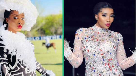 Sophie Ndaba emanates class in pink dress, Mzansi in awe over her glow-up saying she takes the cup