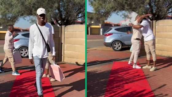 Man's friends host daddy shower in TikTok video, SA amused as they roll out red carpet