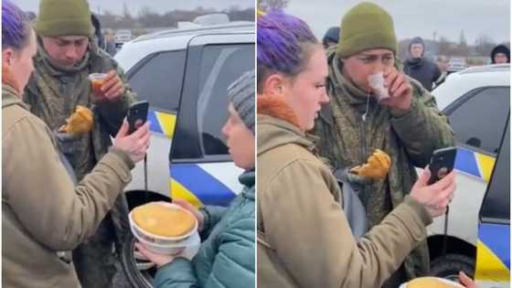 Russian soldier surrenders in video, receives a cup of tea from Ukrainians who also called his mum on phone