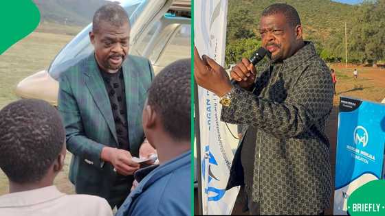"They'll be generous like him": Tycoon lands in helicopter to give rural kids money, SA divided