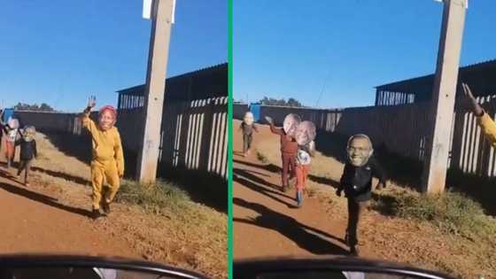 Kids wear masks of politicians while walking through kasi in video, Mzansi in stitches