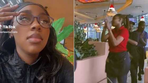 Spur celebrations are too much for young woman and she gets side-eyed by Mzansi, Bloemfontein staff says it's the "Vibe Dance"