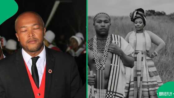 Anele Mdoda's husband Bonelela James blesses lobola cows before ceremony, SA gushes: "Prayer warrior"
