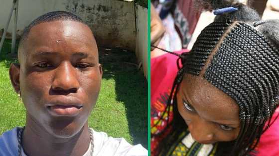 A man learns braiding on YouTube, Mzansi stunned: "Yoh, that's dedication"