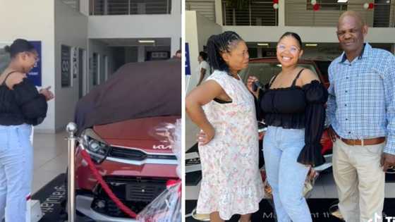Beautiful Johannesburg lady shares TikTok video of new wheels, shares moment with her parents "My first baby"