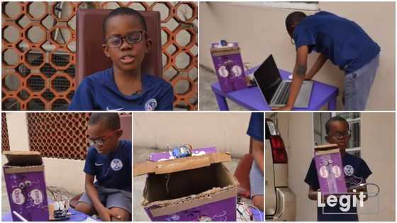 Genius: 9-Year-old boy kid builds automatic rubbish bin with paper & batteries