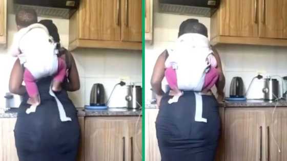 TikTok video of baby standing on mom's bum while she cooks goes viral