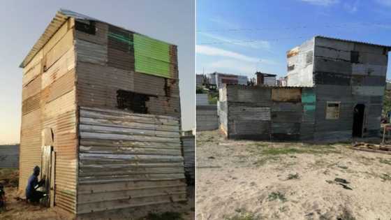 2- storey shack has Mzansi nervous that it will not remain standing: "I'd wear a helmet at all times"