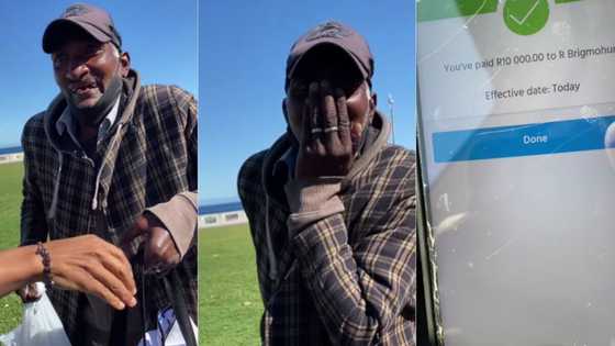 "It's my lucky day": R10k gift from Bi Phakathi changes homeless man's life in touching video