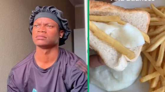 TikTok video of creator making bizarre dish of pap, chips and bread has Mzansi laughing at sincere effort