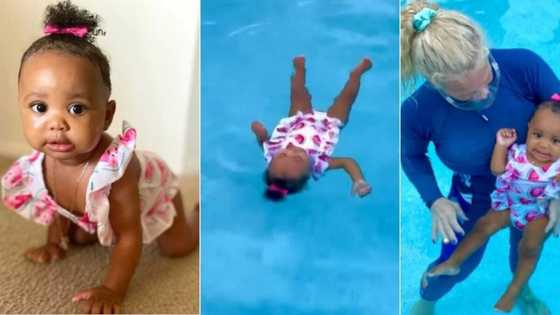 "Swims better than me": A 10 month old baby girl has serious swimming skills and people take notice
