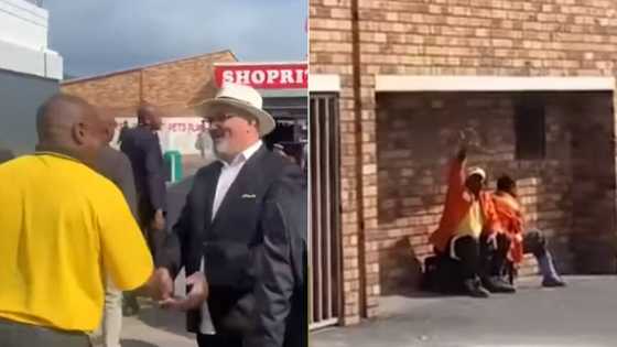 Hilarious video shows man shouting "I salute you my bru" to Ramaphosa