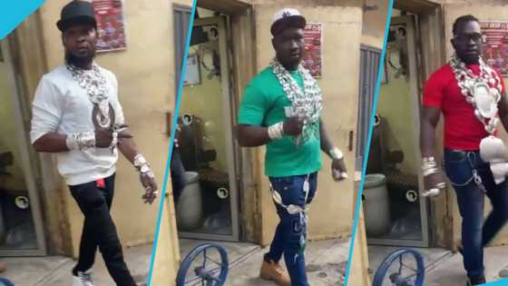 3 Men go viral as they slay in several giant necklaces, bracelets and rings, video gets many laughing hard