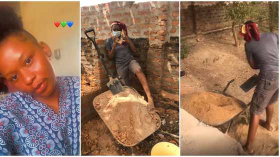 Lady employed by her parents to work on construction site after she asked them for 2k, clips go viral