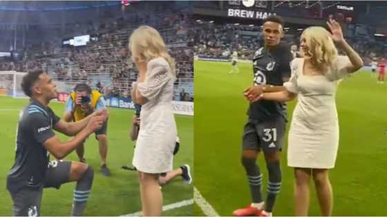 Footballer proposes to beautiful girlfriend on the field and gets huge response