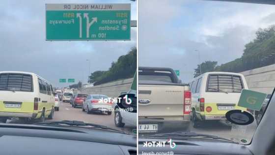 Johannesburg driver gives 'riveting' traffic commentary as taxi cuts off bakkie driver lane on William Nicol Drive