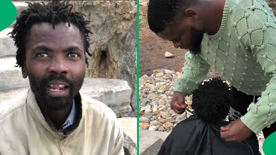 Gqeberha barber gives homeless man beautiful haircut, netizens love it: "He is so pleased"