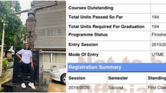 Lady makes history at UNILAG, bags only 1st-class in class, shares result proof