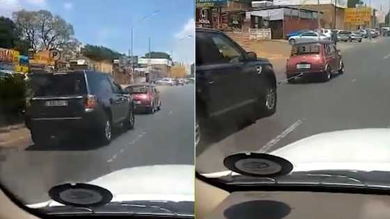 South Africans in disbelief as tiny car used to tow Land Rover