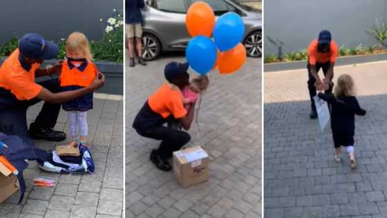 Delivery driver becomes best friends with 3-year-old girl, cute clip of their interactions has SA gushing