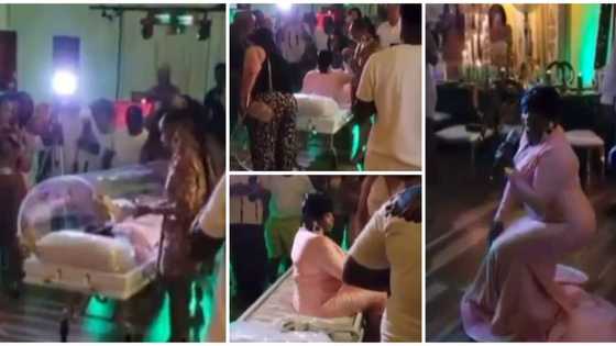 Lady makes entrance in a casket into venue for her 50th birthday party, video causes huge stir