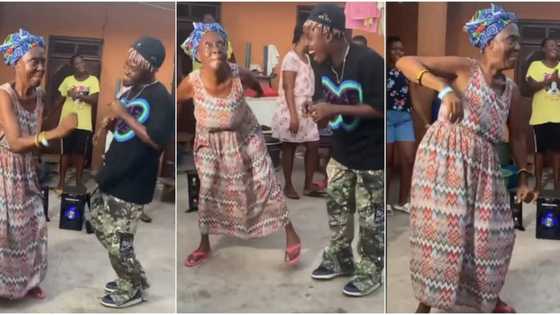 Reactions as granny steals show with amazing legwork in contest with young man
