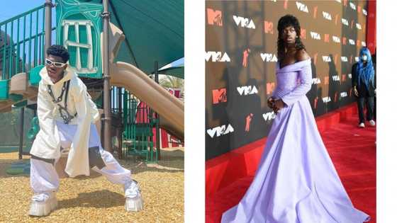 Lil Nas drops jaws at VMAs after showing up draped in unique purple outfit