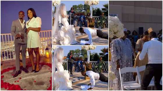 Video shows funny moment groom does press-UPS, goes into the crowd to shake hands before unveiling his bride