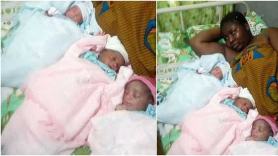 Celebration as woman finally gives birth to triplets after 9 years