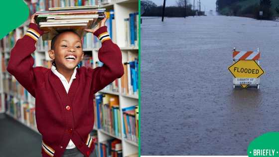 “Nothing will stop me”: Botswana child uses plastic chairs as stepping stones through flood