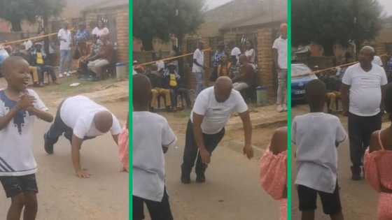 TikTok video shows woman's uncle dancing for kids in street, Mzansi raves about amapiano moves